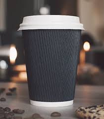 Black ripple wall coffee cup