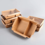 Two portion Kraft Tray with Transparent Lid (DS-1600)
