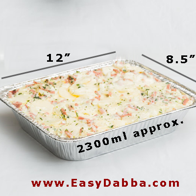 Disposable Aluminum PAN 2300ml Stop worrying about washing dirty dishes with our disposable aluminum foil baking pans! Can be used to store food in the pantry, fridge, freezer, proving to be a must have for every home.